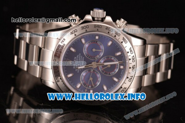 Rolex Daytona Chrono Swiss Valjoux 7750 Automatic Stainless Steel Case/Bracelet with Blue Dial and Stick Markers (BP) - Click Image to Close